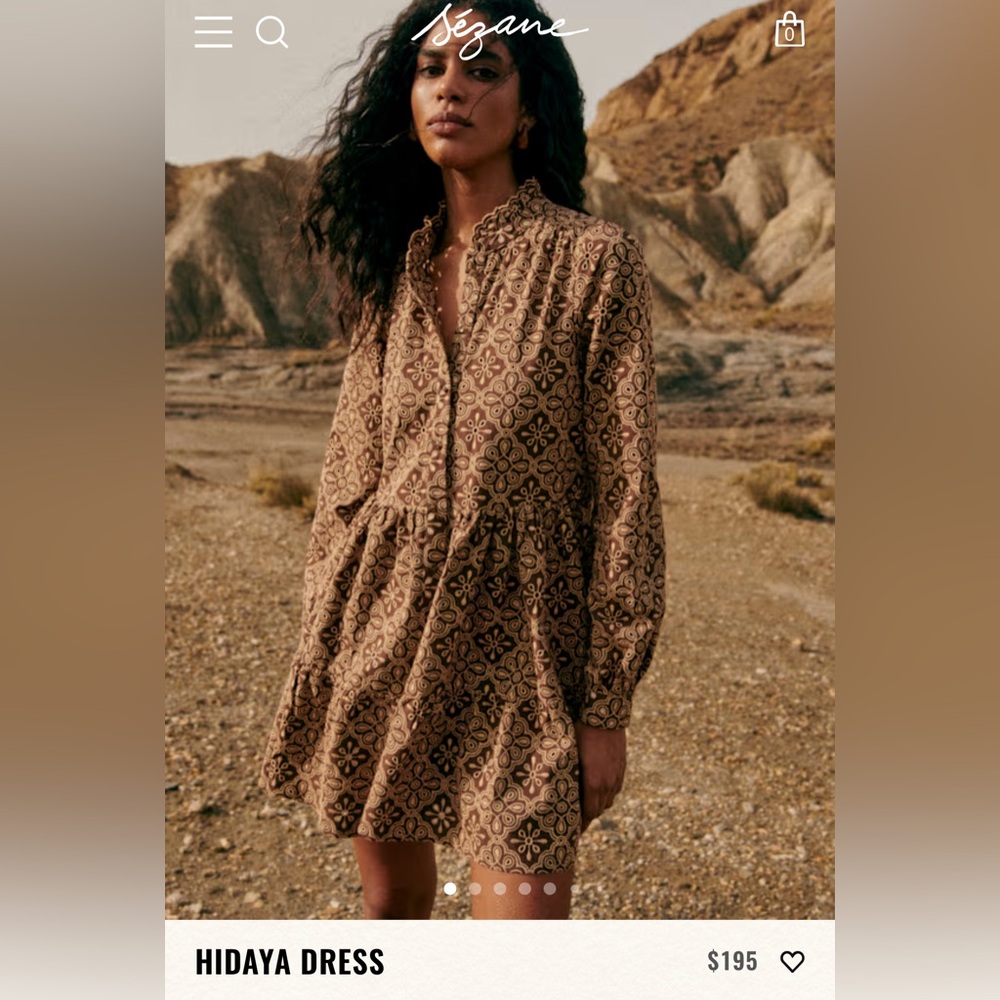 Sezane Hidaya Long Sleeve Patterned Dress